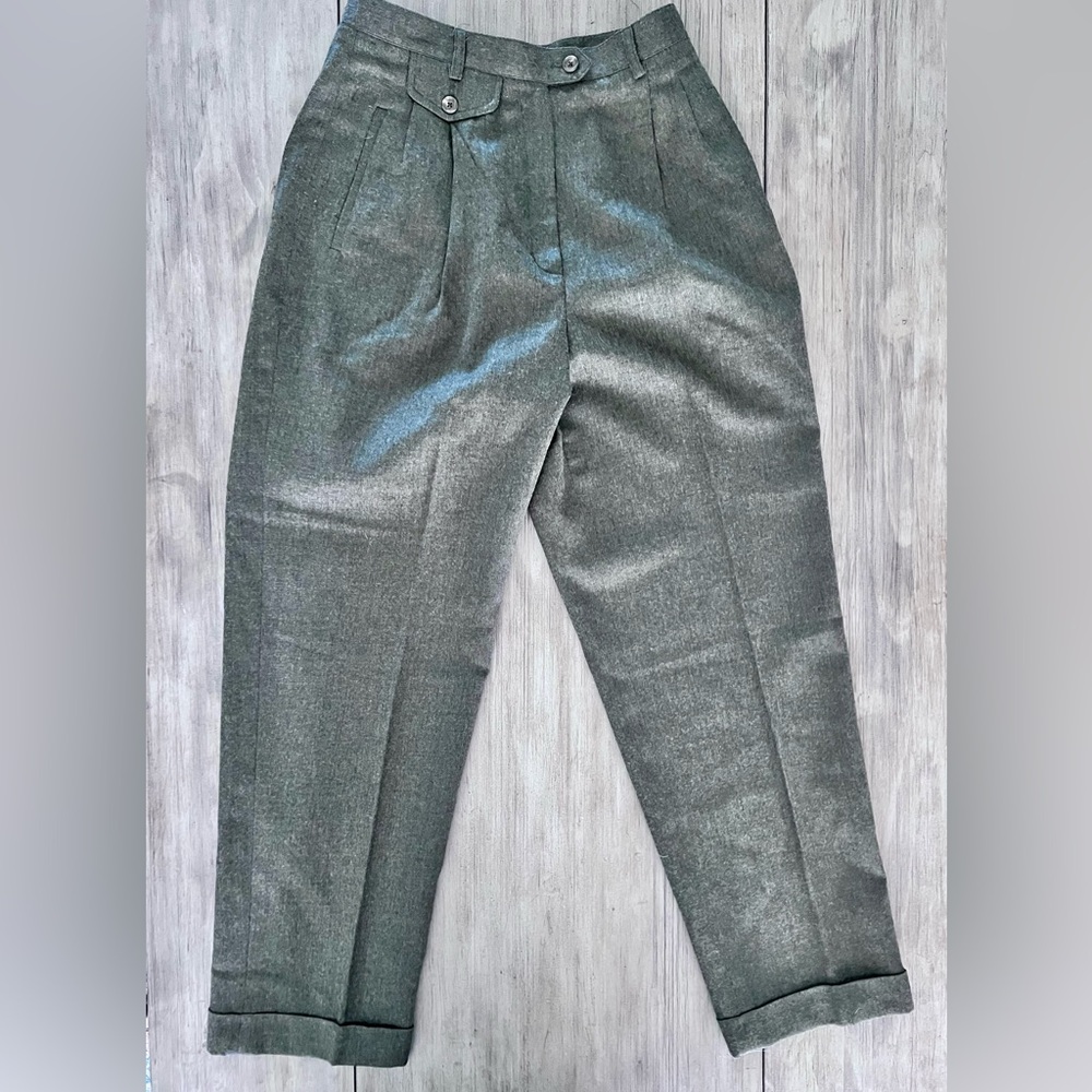 Lauren Ralph Lauren 100% Wool Gray Slacks 10P Pleated Classic Trousers CapsulePc